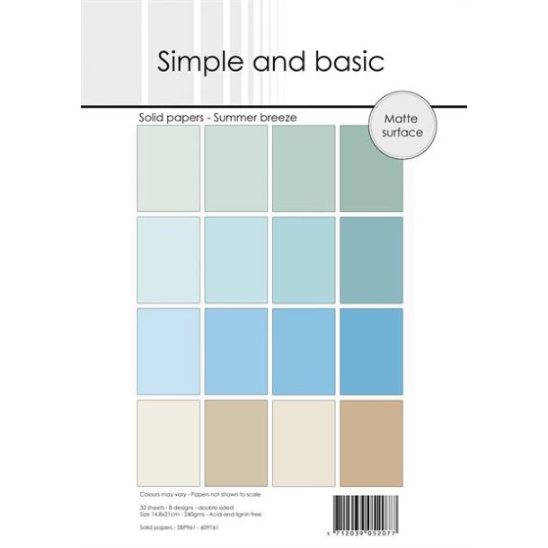 Papirblok SBP961 Design Solid papers Summer Breeze A5 simple and basic