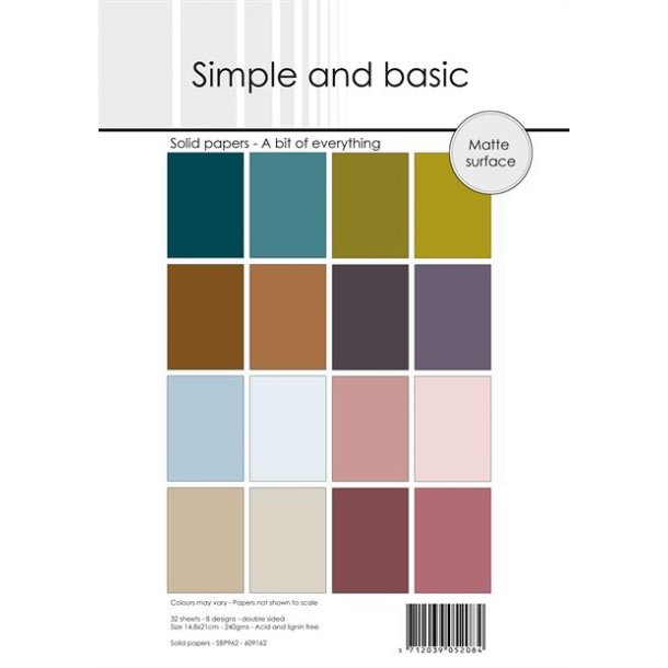 Papirblok SBP962 Design Solid papers A bit of everything A5 simple and basic