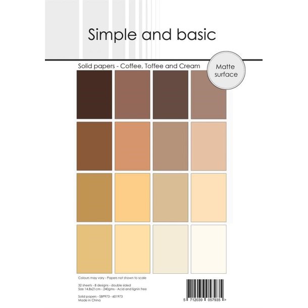 Simple and Basic Design Solid Papers "Coffee, Toffee and Cream" SBP973