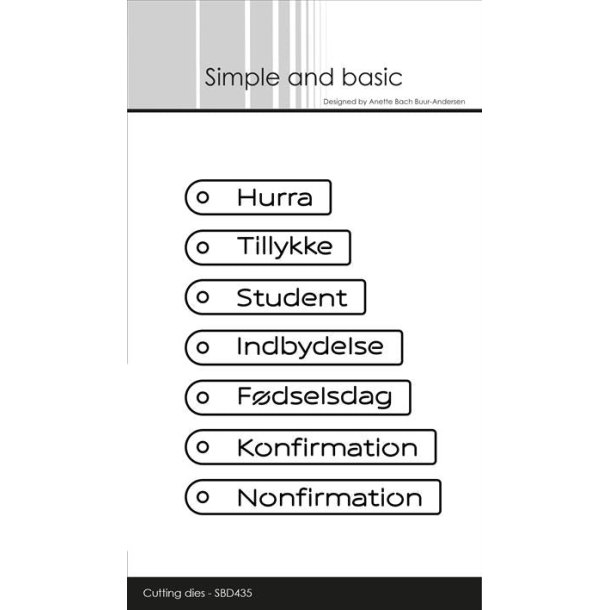 Die Danish tag texts SBD435 Simple and basic 