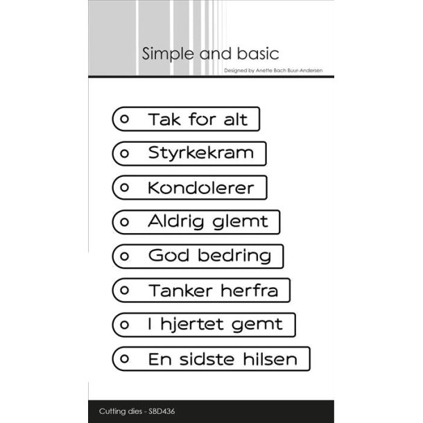 Die Danish tag texts SBD436 Simple and basic 