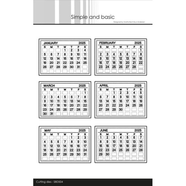 LS BEMRKNING Die Calender Tabs 2025 - Jan-Jun ENGELSK" SBD504 BESTILLINGSVARE.