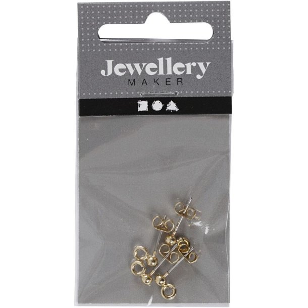 restikker 1 pk., L: 13 mm, diam. 3,8 mm, hulstr. 0,8 mm, forgyldt