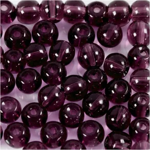 Glasperler 1 streng 45 Stk., Diam. 4 mm, 1 mm, Lilla