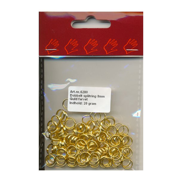 Split ring 8mm x 0,7mm 10g dobbel guld