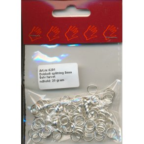  Split ring 8mm x 0,7 10g dobbel s�lv 