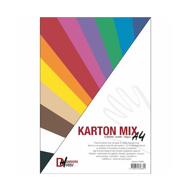 Karton mix A4 12farver 50ark