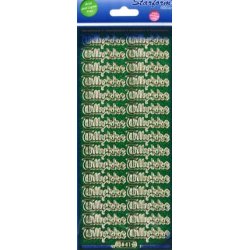 Stickers 641 Tillykke Glitter grn S8