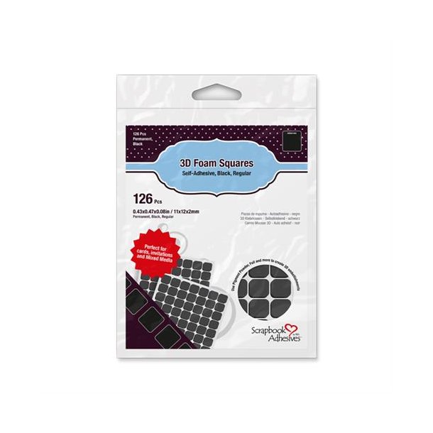 3D Foam Squares Black 01611 126stk