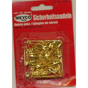 Sikkerhedsnle 28mm guld-farvet 65stk.