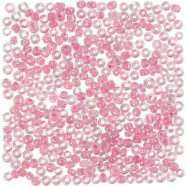 Rocaille glasperle Pink centre hul str. 0,6 mm 25g