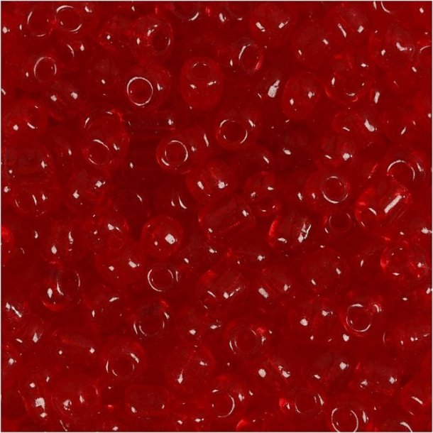 Rocaille glasperle Clear Red hul str. 0,9mm 25g