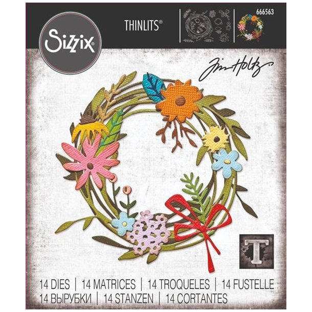 Sizzix/Tim Holtz Thinlits Die "Vault - Funky Floral Wreath" 666563