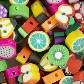 Figurperler 1 Pk., 60 Stk., Frugt, Diam. 10 mm, 1,5 mm