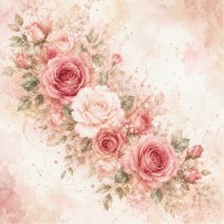 Papirblok Rosernes Poesi 15 x 15 cm - Luna Hobby