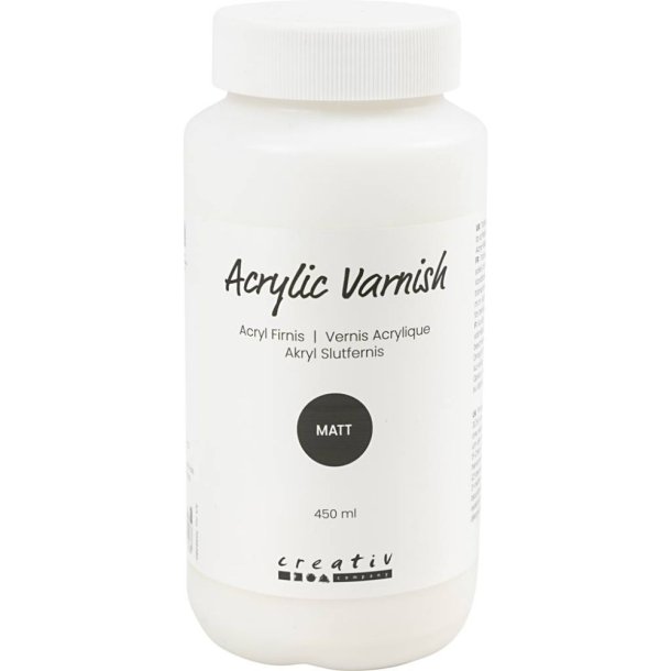Akryl Slutfernis 450ml mat, transparent, hvid