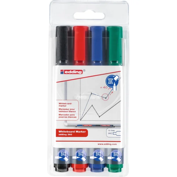 Whiteboard Marker Edding 360 4 farver STR. 1,5-3MM