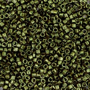 Miyuki glas perler 11/0 Metallic Olive Green 10gram ca. 2mm