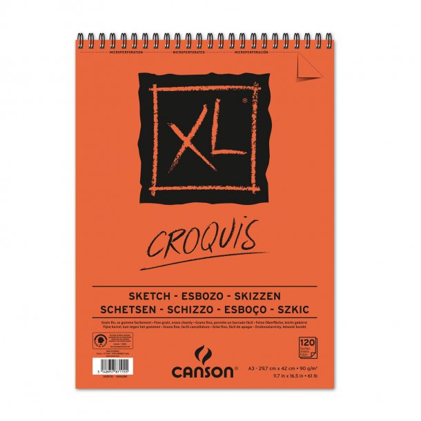 XL Croquis sketch papirblok 90gr.  A3 120ark