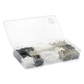 Pearl �n Fun Heishi Fimo perlemix m/elastiksnor sort/gr�/hvid