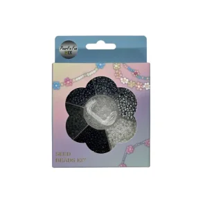 Pearl �n Fun Glasperlemix 90g sort/gr�/hvid+elastik 
