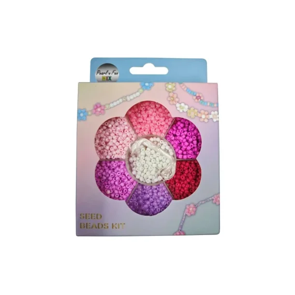 Pearl n Fun Glasperlemix 90g pink/lilla/hvid + elasti
