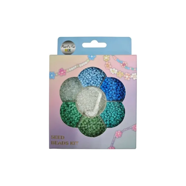 Pearl n Fun Glasperlemix 90g bl/grn/klar + elastik