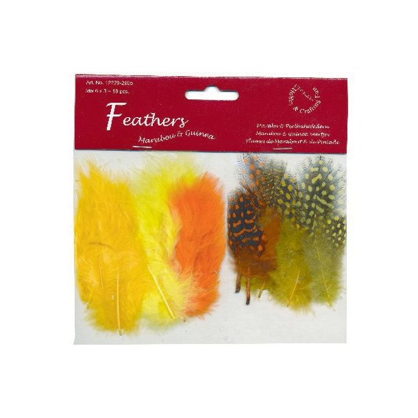 FJER MARABOU MIX 18 Stk Gule Nuancer 