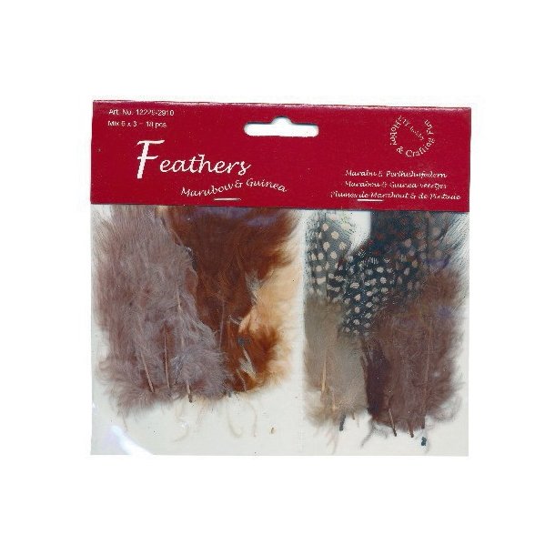 FJER MARABOU MIX 18 Stk Brune nuancer