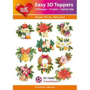 Easy 3D ark udstanset 10260 X-mas Flowers 10s�t