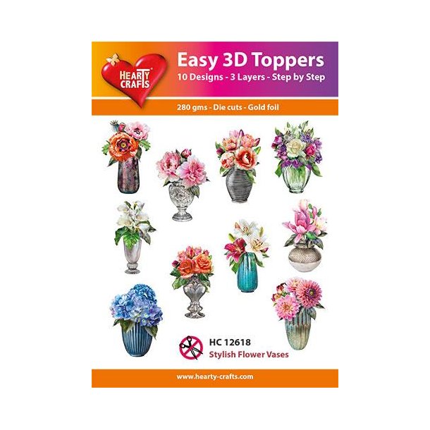 Easy 3D Toppers, 12618 Stylish Flower Vases 10 ASS.