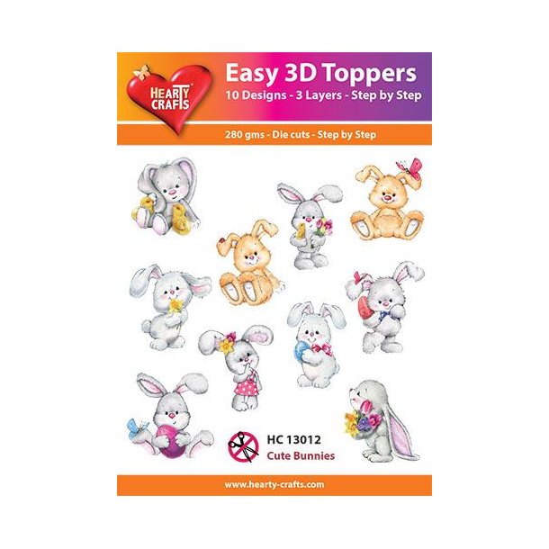 Easy 3D ark udstanset HC13012 Cute Bunnies 10st