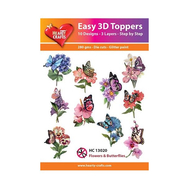 Easy 3D ark udstanset 13020 Flowers &amp; butterflies 10st