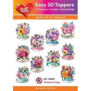 Easy 3D ark udstanset 13053Flowers in cups 10s�t