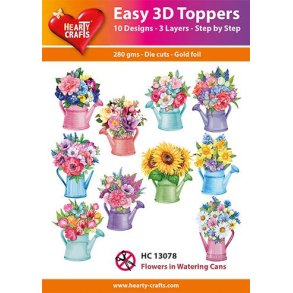 Easy 3D ark udstanset 13078 Flowers in Watering Cans 10s�t