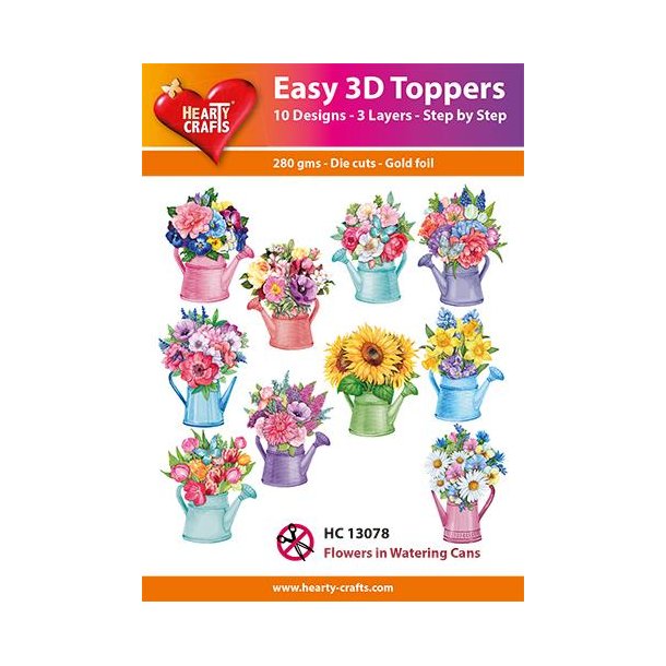 Easy 3D ark udstanset 13078 Flowers in Watering Cans 10st