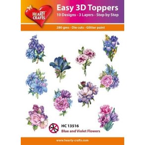 Easy 3D Toppers 10 ASS. Blue and Violet Flowers HC13516
