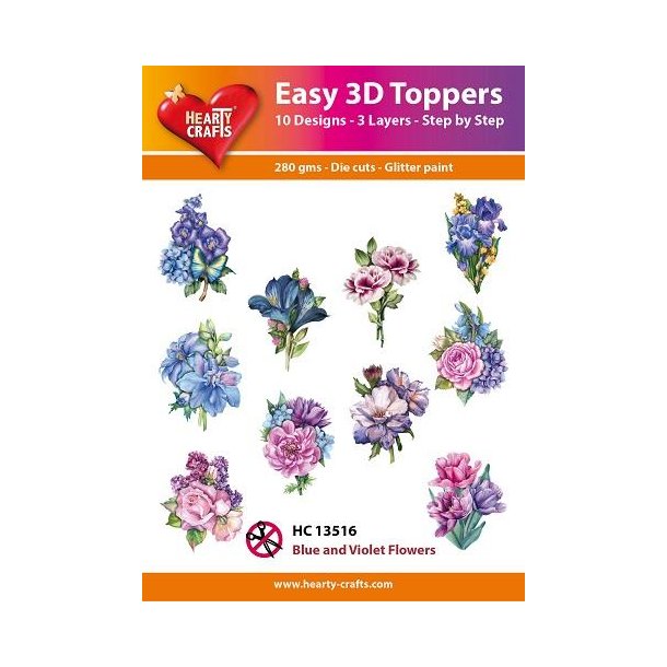 Easy 3D Toppers 10 ASS. Blue and Violet Flowers HC13516