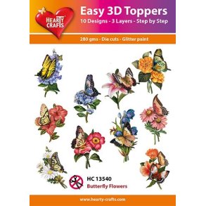 Easy 3D Toppers 10 ASS. Butterfly Flowers HC13540
