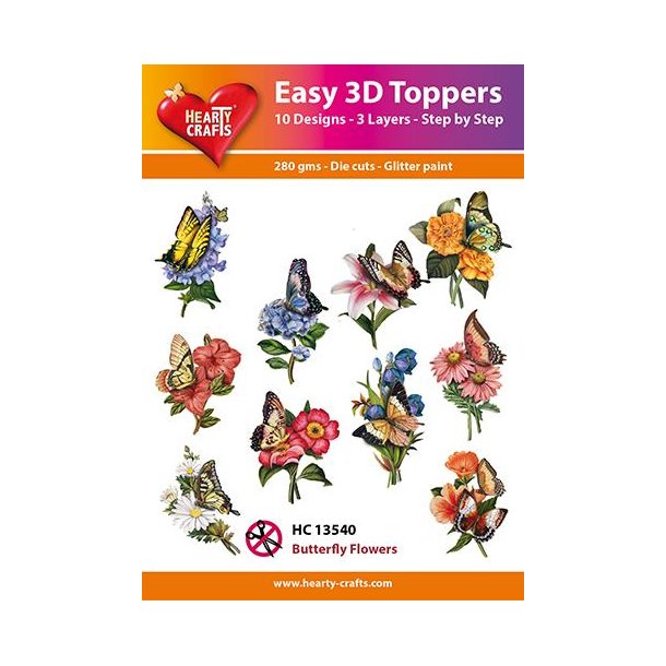 Easy 3D Toppers 10 ASS. Butterfly Flowers HC13540