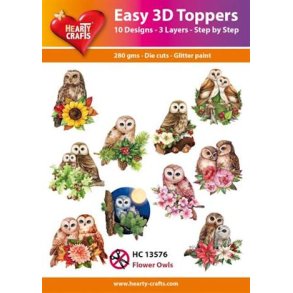 Easy 3D toppers Flower Owls HC13576