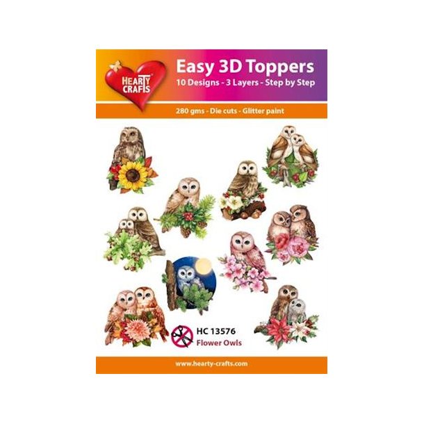 Easy 3D toppers Flower Owls HC13576