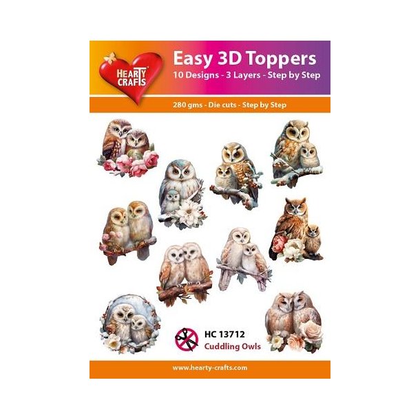 Easy 3D Toppers, HC13712 cuddling Owls 10 ASS.