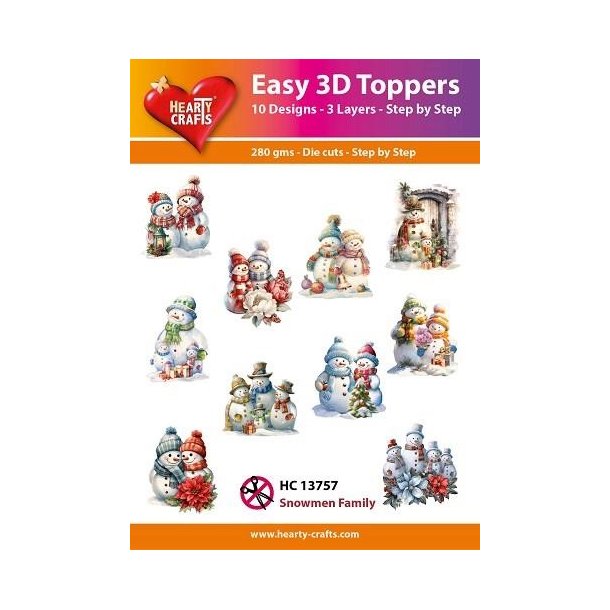 Easy 3D Toppers, 13757 Snowmen Family 10 ASS