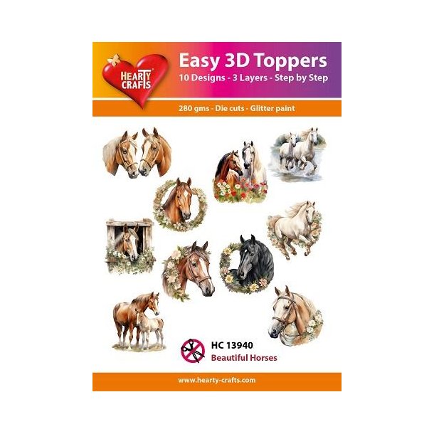 Easy 3D Toppers, 13940 Beautiful Horses 10 ASS.