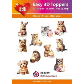 Easy 3D Toppers, HC13941 Birtheday Animals 10 ASS