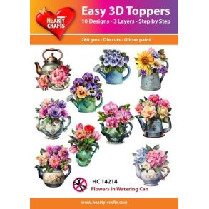 Easy 3D ark udstanset HC14214 Flowers in Watering Can 10s�t