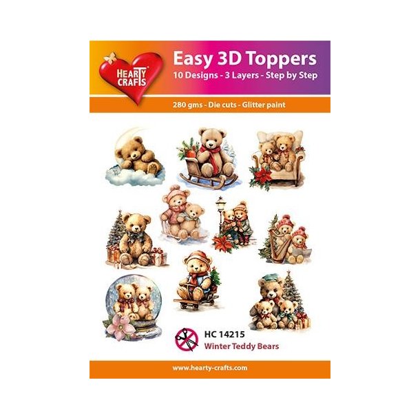 Easy 3D ark udstanset 14215 Winter Teddy Bears 10st