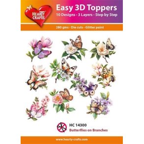 Easy 3D ark udstanset 14300 Butterflies on Branches 10s�t