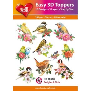 Easy 3D Toppers, 10580 Budgies and Birds 10 ASS.
